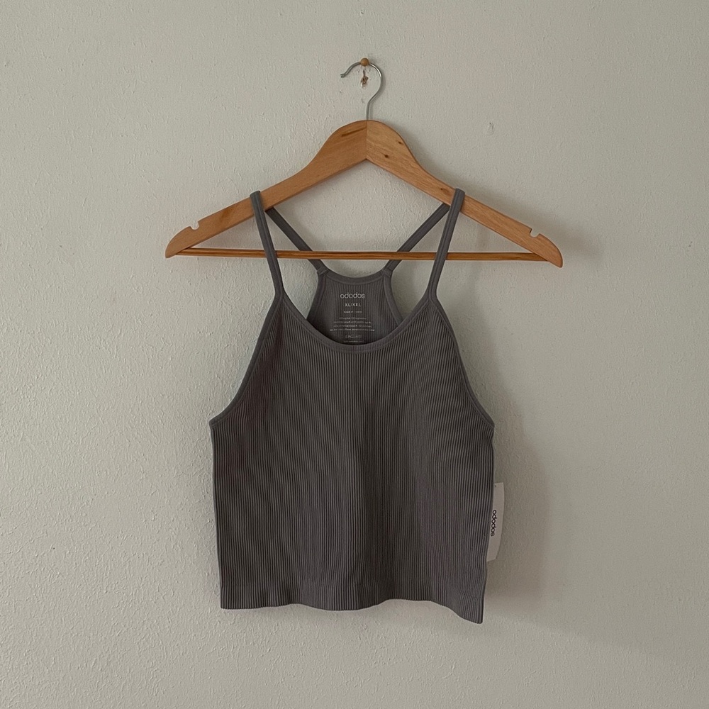 Ododos Scoop Crop Tank Ribbed Racerback Cami